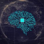 Artificial neural network rendering overlaid on a computer chip, representing agentic AI systems