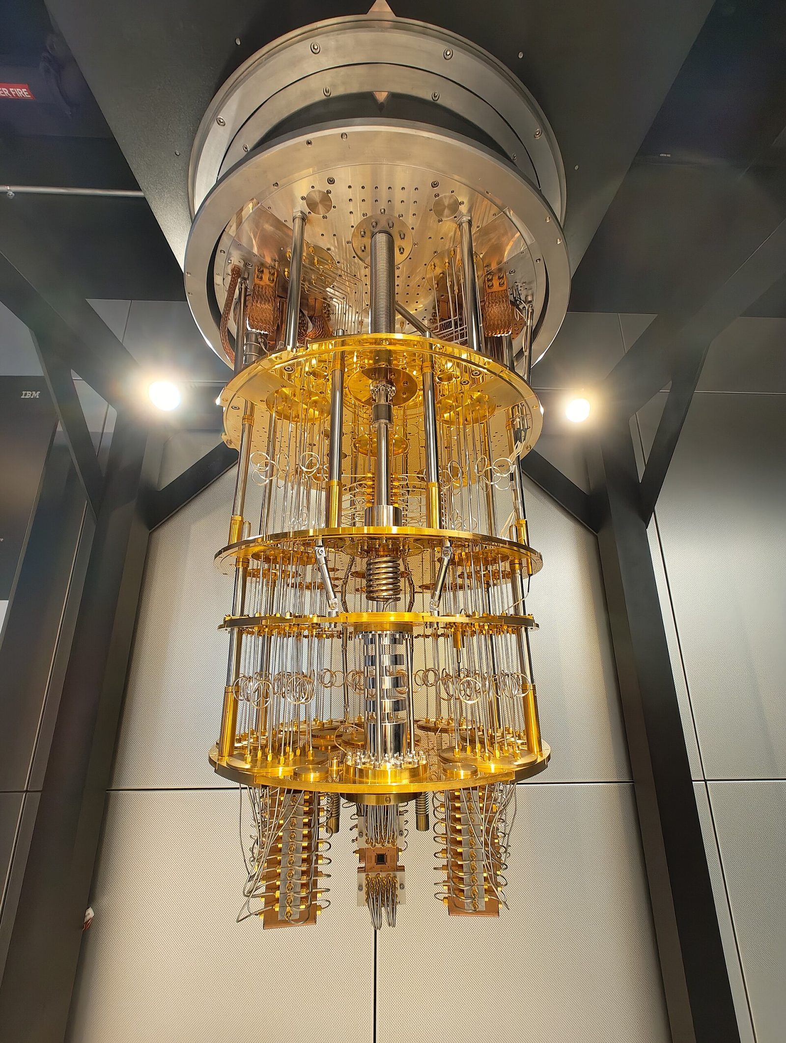 IBM Quantum System One superconducting quantum computer housed in its climate-controlled enclosure